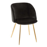 Lumisource Fran Contemporary Chair in Gold Metal and Black Velvet - Set of 2