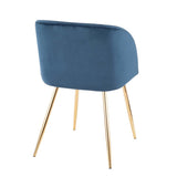 Lumisource Fran Contemporary Chair in Gold Metal and Blue Velvet - Set of 2