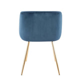 Lumisource Fran Contemporary Chair in Gold Metal and Blue Velvet - Set of 2