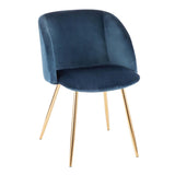 Lumisource Fran Contemporary Chair in Gold Metal and Blue Velvet - Set of 2