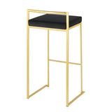 Lumisource Fuji Contemporary Barstool in Gold with Black Velvet Cushion - Set of 2