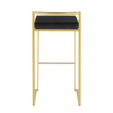 Lumisource Fuji Contemporary Barstool in Gold with Black Velvet Cushion - Set of 2