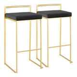 Lumisource Fuji Contemporary Barstool in Gold with Black Velvet Cushion - Set of 2