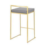 Lumisource Fuji Contemporary Counter Stool in Gold with Grey Faux Leather - Set of 2