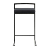 Lumisource Fuji Contemporary Stackable Counter Stool in Black with Black Velvet Cushion - Set of 2