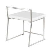 Lumisource Fuji Contemporary Stackable Dining Chair in White Faux Leather - Set of 2