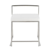 Lumisource Fuji Contemporary Stackable Dining Chair in White Faux Leather - Set of 2