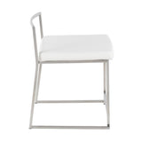 Lumisource Fuji Contemporary Stackable Dining Chair in White Faux Leather - Set of 2