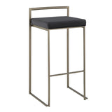 Lumisource Fuji Industrial Stackable Barstool in Antique with Black Velvet Cushion - Set of 2