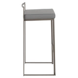 Lumisource Fuji Industrial Stackable Barstool in Antique with Grey Faux Leather Cushion - Set of 2