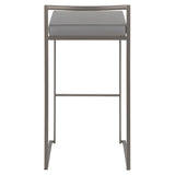 Lumisource Fuji Industrial Stackable Barstool in Antique with Grey Faux Leather Cushion - Set of 2