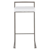 Lumisource Fuji Industrial Stackable Barstool in Antique with White Velvet Cushion - Set of 2