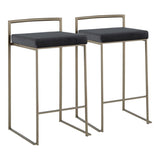 Lumisource Fuji Industrial Stackable Counter Stool in Antique with Black Velvet Cushion - Set of 2
