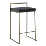 Lumisource Fuji Industrial Stackable Counter Stool in Antique with Black Velvet Cushion - Set of 2