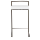 Lumisource Fuji Industrial Stackable Counter Stool in Antique with White Velvet Cushion - Set of 2
