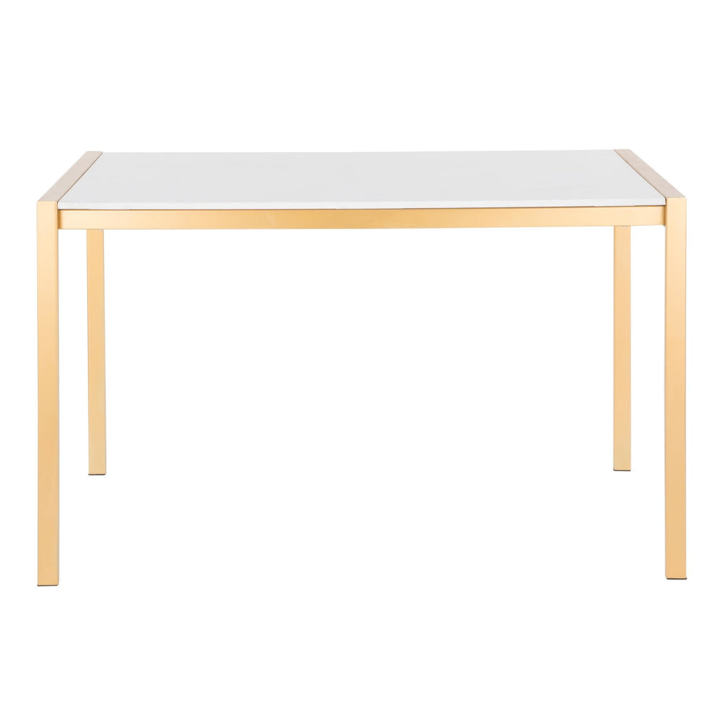 Lumisource Fuji Modern/Glam Dining Table in Gold Metal w/White Marble