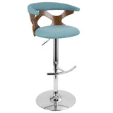 Lumisource Gardenia Mid-Century Modern Adjustable Barstool with Swivel in Walnut and Teal