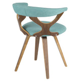 Lumisource Gardenia Mid-Century Modern Dining/Accent Chair with Swivel in Walnut Wood and Teal Fabric