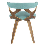 Lumisource Gardenia Mid-Century Modern Dining/Accent Chair with Swivel in Walnut Wood and Teal Fabric