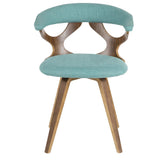 Lumisource Gardenia Mid-Century Modern Dining/Accent Chair with Swivel in Walnut Wood and Teal Fabric