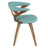 Lumisource Gardenia Mid-Century Modern Dining/Accent Chair with Swivel in Walnut Wood and Teal Fabric