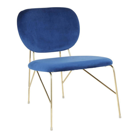 Lumisource Gwen Contemporary/Glam Accent Chair in Gold Metal and Blue Velvet