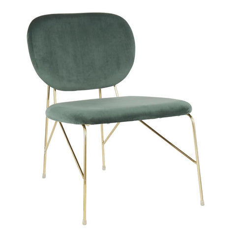 Lumisource Gwen Contemporary/Glam Accent Chair in Gold Metal and Green Velvet
