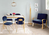 Lumisource Henley Contemporary/Glam Lounge Chair in Gold Metal with Royal Blue Velvet