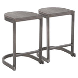 Lumisource Industrial Demi Counter Stool in Antique and Espresso Wood-Pressed Grain Bamboo - Set of 2