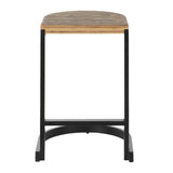 Lumisource Industrial Demi Counter Stool in Black and Wood-Pressed Grain Bamboo - Set of 2