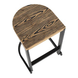 Lumisource Industrial Demi Counter Stool in Black and Wood-Pressed Grain Bamboo - Set of 2