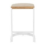 Lumisource Industrial Demi Counter Stool in Vintage White and White Washed Wood-Pressed Grain Bamboo - Set of 2