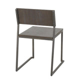 Lumisource Industrial Fuji Chair in Antique Metal and Espresso Wood-Pressed Grain Bamboo - Set of 2