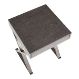 Lumisource Industrial Luster End Table in Antique Metal & Dark Grey Wood
