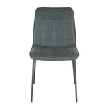 Lumisource Indy Quad Industrial Chair in Black Metal and Green Faux Leather - Set of 2
