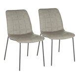 Lumisource Indy Quad Industrial Chair in Black Metal and Grey Faux Leather - Set of 2