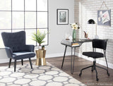 Lumisource Isabel Contemporary Accent Chair in Black Wooden Legs and Slate Satin Fabric