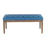 Lumisource Jackson Contemporary Bench in Walnut Wood and Blue Fabric