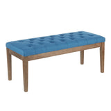 Lumisource Jackson Contemporary Bench in Walnut Wood and Blue Fabric