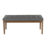 Lumisource Jackson Contemporary Bench in Walnut Wood and Charcoal Fabric