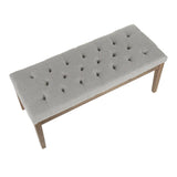Lumisource Jackson Contemporary Bench in Walnut Wood and Light Grey Fabric
