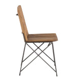 Lumisource Java Industrial Chair in Antique Metal and Teak Wood - Set of 2