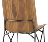 Lumisource Java Industrial Chair in Antique Metal and Teak Wood - Set of 2