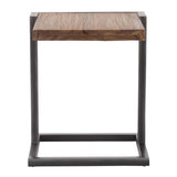 Lumisource Java Industrial Side Table in Antique Metal and Teak Wood