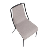 Lumisource Katana Contemporary Chair in Black Metal and Brown Fabric - Set of 4