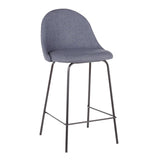 Lumisource Lana Contemporary Counter Stool in Black Metal and Blue Fabric - Set of 2