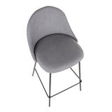 Lumisource Lana Contemporary Counter Stool in Black Metal and Grey Fabric - Set of 2