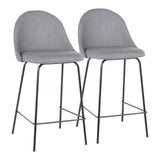 Lumisource Lana Contemporary Counter Stool in Black Metal and Grey Fabric - Set of 2
