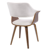 Lumisource Lucci Mid-Century Modern Chair in Walnut and Cream Velvet