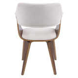 Lumisource Lucci Mid-Century Modern Chair in Walnut and Cream Velvet